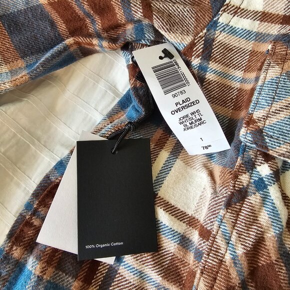 Aritzia TNA Oversized Cotton Plaid Shirt - 2021 - Jorie WHS (Brown/Blue/White) - Picture 15 of 15